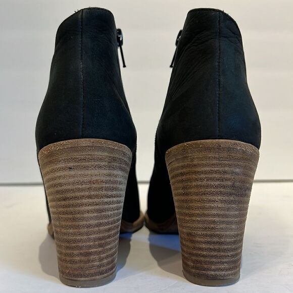 Vince Black Leather Heeled Ankle Booties Size 6.5 - Picture 4 of 14